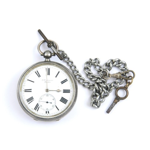 950 - A SILVER POCKET WATCH, H W BENSON, LONDON