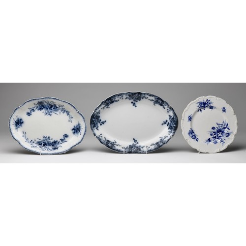 530 - TWO BLUE AND WHITE OVAL PLATTERS