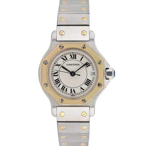 929 - A LADIES CARTIER SANTOS WRISTWATCH AUTOMATIQUE