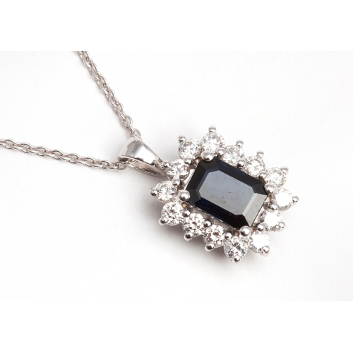 110 - A SAPPHIRE AND DIAMOND PENDANT