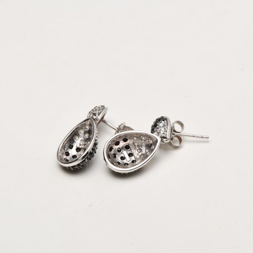 96 - A PAIR OF BLACK AND WHITE SWAROVSKI-STYLE EARRINGS