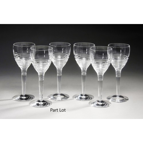 909 - A SET OF EIGHT WATERFORD  'STRATA' PATTERN RED WINE GLASSES DESIGNED BY JASPER CONRAN