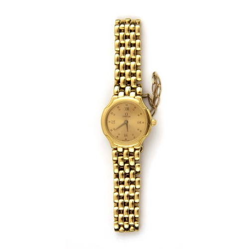 2 - A GOLD OMEGA LADIES WRISTWATCH