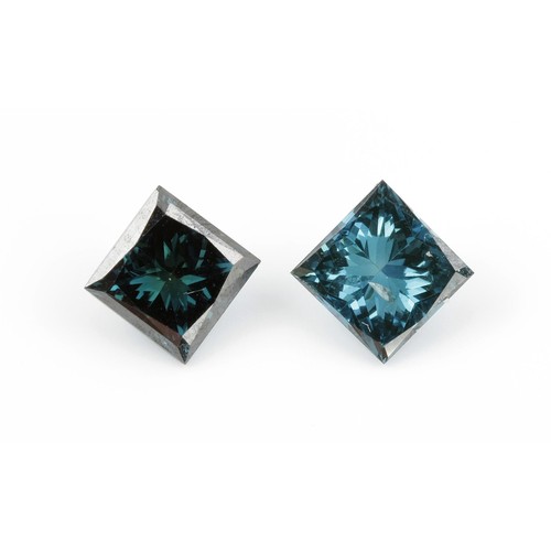 174 - A PAIR OF BLUEISH GREENISH DIAMONDS, 1,42 CARATS