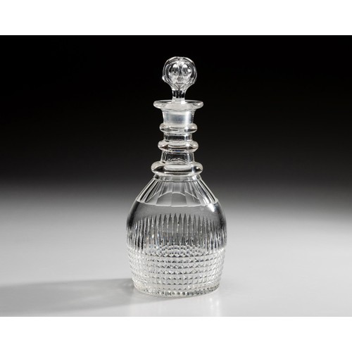 748 - A CUT-GLASS DECANTER, 19TH CENTURY