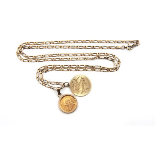 411 - A GOLD KRUGER RAND NECKLACE