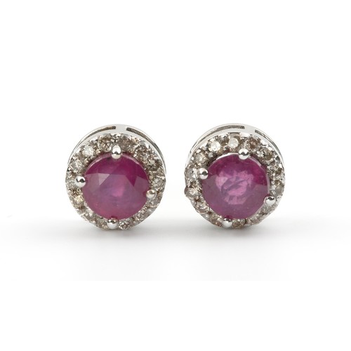 453 - A PAIR OF RUBY AND DIAMOND EARRINGS