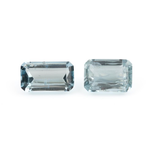 502 - A PAIR OF UNSET AQUAMARINES, 2.42 CARATS