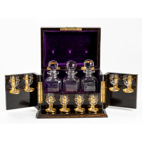 211 - A COROMANDEL DECANTER CASE, HOWELL JAMES AND CO, REGENT ST, LONDON, CIRCA 1860