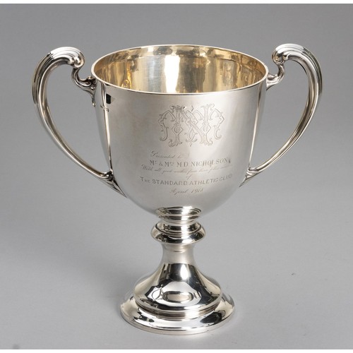 629 - AN EDWARD VII SILVER TROPHY CUP, ATKIN BROTHERS, SHEFFIELD, 1909