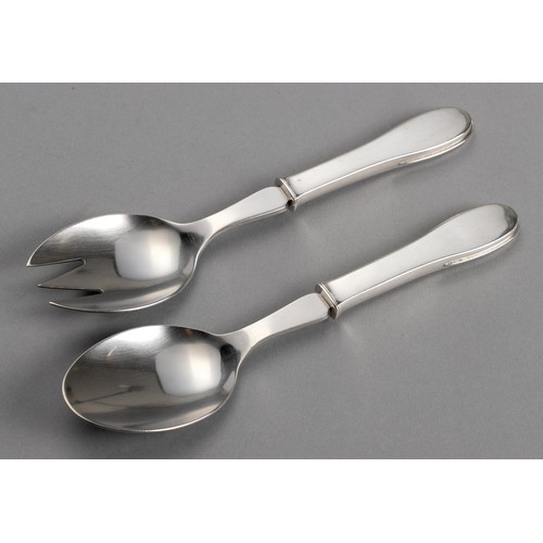 682 - A DANISH SILVER PAIR OF SALAD SERVERS, EVALD NIELSEN