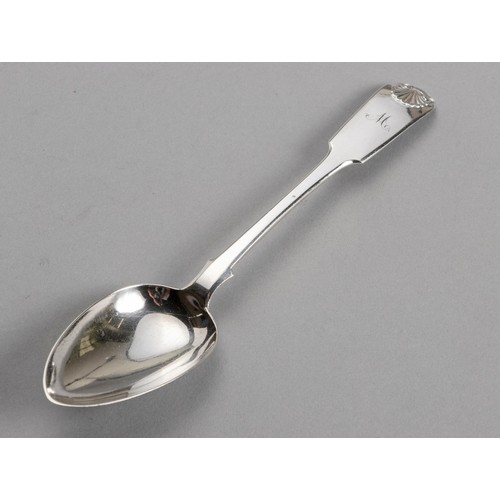 60 - A VICTORIAN SILVER FIDDLE AND SHELL PATTERN TABLESPOON, ALEXANDER COGHILL, GLASGOW, 1856