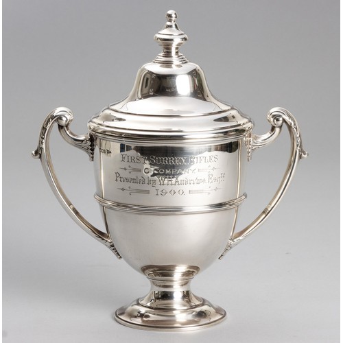 613 - A VICTORIAN SILVER TROPHY CUP AND COVER, WALKER AND HALL, SHEFFIELD, 1897