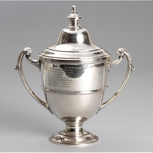 613 - A VICTORIAN SILVER TROPHY CUP AND COVER, WALKER AND HALL, SHEFFIELD, 1897