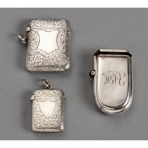 612 - A VICTORIAN SILVER VESTA CASE, SPURRIER AND CO, BIRMINGHAM, 1897