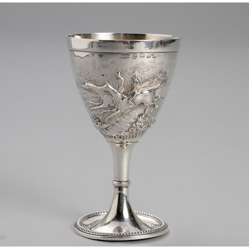 598 - A VICTORIAN SILVER GOBLET, ELKINGTON AND CO LTD, BIRMINGHAM, 1860