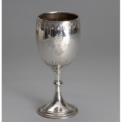 603 - A VICTORIAN SILVER TROPHY CUP, GEORGE UNITE, BIRMINGHAM, 1881