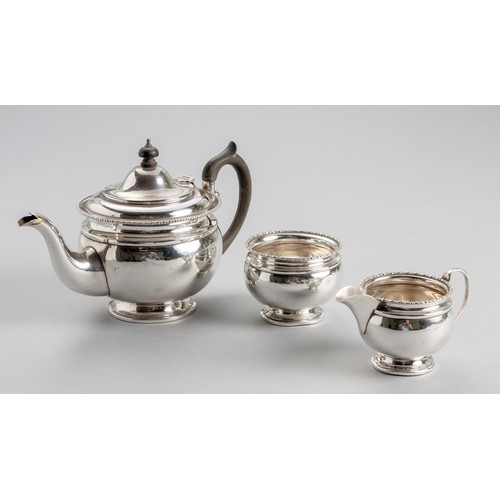 649 - A GEORGE V SILVER THREE PIECE TEA SERVICE, JAMES WOODS AND SONS, BIRMINGHAM, 1923