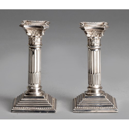 98 - A SOUTH AFRICAN SILVER PAIR OF CANDLESTICKS, MAKER'S MARK MSC