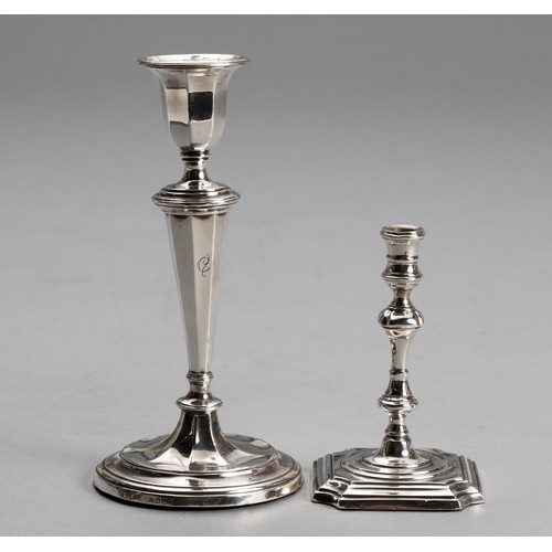 627 - AN EDWARD VII SILVER CANDLESTICK, MAKER'S MARK RUBBED, BIRMINGHAM, 1905