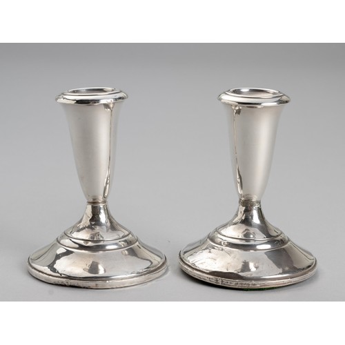 92 - AN AMERICAN SILVER PAIR OF CANDLESTICKS, IMPRESSED FISHER STERLING