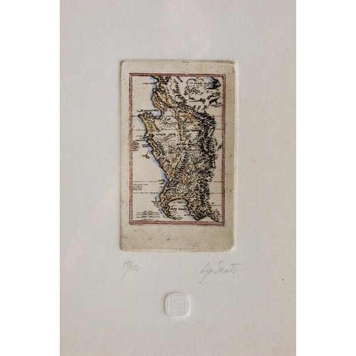 376 - Lyn Smuts (South African 1951 - ) MINIATURE MAP OF AFRICA WITH LINES OF LONGITUDE; MINIATURE MAP OF ... 