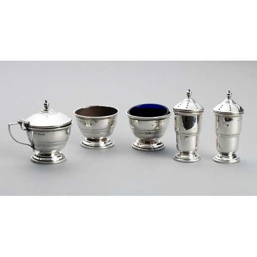 661 - A GEORGE VI SILVER CONDIMENT SET, ERNEST W HAYWOOD, BIRMINGHAM, 1940