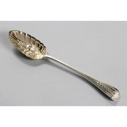 52 - A GEORGE III SILVER OLD ENGLISH PATTERN BERRY SPOON, GEORGE SMITH III AND WILLIAM FEARN, LONDON, 179... 