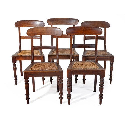 833 - A HARLEQUIN SET OF FIVE CAPE REGENCY STINKWOOD CHAIRS