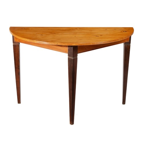 843 - A CAPE YELLOWWOOD AND STINKWOOD DEMI-LUNE TABLE