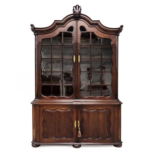 822 - A CAPE TEAK AND INLAID DISPLAY CABINET, LATE 18TH CENTURY