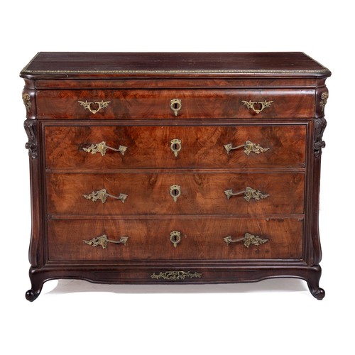 820 - A MAHOGANY AND GILT-METAL MOUNTED CHEST-OF-DRAWERS, 19TH CENTURY