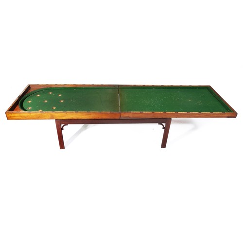 783 - A VICTORIAN MAHOGANY BAGATELLE BILLIARD TABLE ON STAND