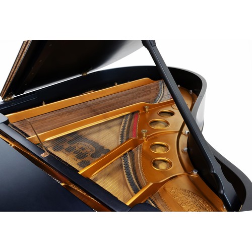 821 - AN EBONISED BABY GRAND PIANO, STEINWAY