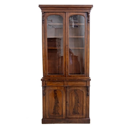 796 - A VICTORIAN MAHOGANY CABINET BOOKCASE