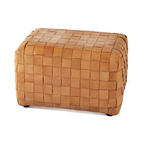 847 - A COWHIDE OTTOMAN, MODERN