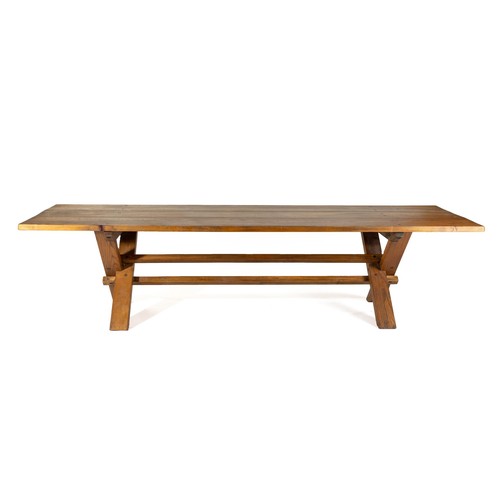 859 - A FRENCH OAK DINING TABLE, MANUFACTURED BY PIERRE CRONJE