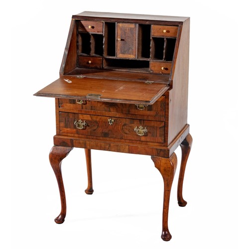 764 - A GEORGE III STYLE WALNUT FALL-FRONT BUREAU