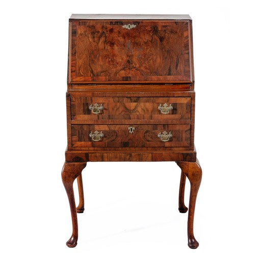 764 - A GEORGE III STYLE WALNUT FALL-FRONT BUREAU