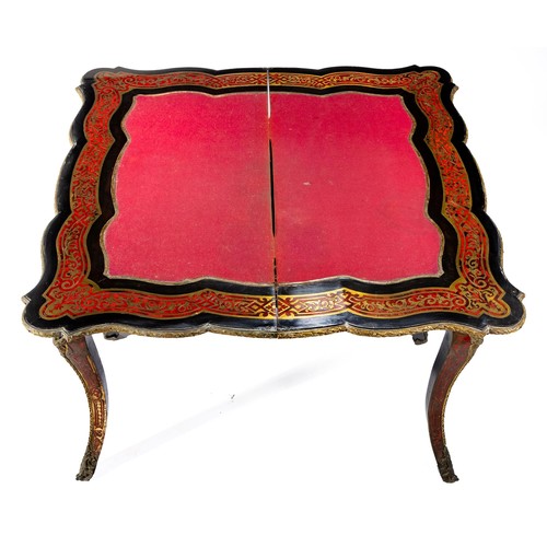 817 - A BOULLE, EBONISED AND ORMOLU-MOUNTED CARD TABLE, 19TH CENTURY