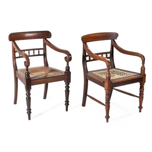 835 - TWO CAPE STINKWOOD ARMCHAIRS, 19TH CENTURY