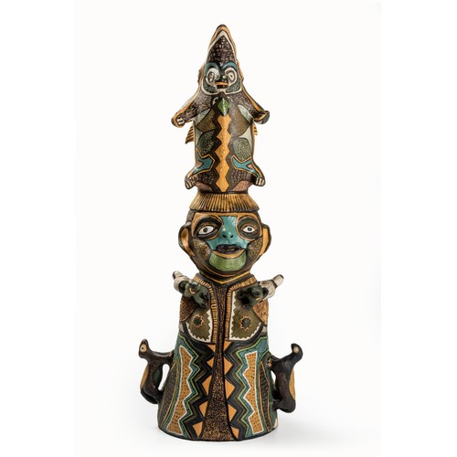 746 - HENRIETTE NGAKO (SOUTH AFRICAN 1943-): A LARGE EARTHENWARE 'TOTEM' SCULPTURE