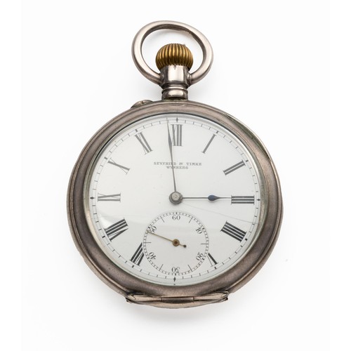 531 - A SILVER HALF HUNTER CASED POCKET WATCH, SEYFRIED AND TIMKE