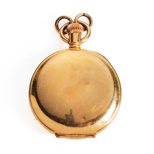 532 - A GOLD PLATED HALF HUNTER CASED POCKET WATCH