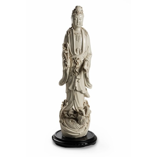 731 - A LARGE CHINESE BLANC-DE-CHINE FIGURE OF GUAN-YIN, PEOPLE'S REPUBLIC OF CHINA, 1949 -