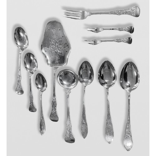 708 - A NORWEGIAN COLLECTION OF SILVER FLATWARE, AS CARLSEN