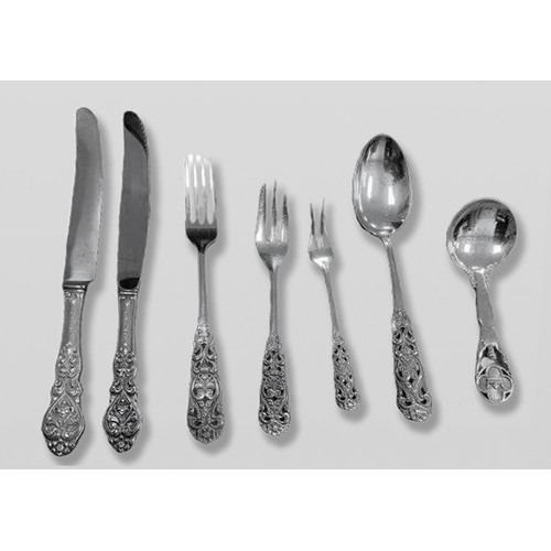 710 - A NORWEGIAN ASSEMBLED SET OF SILVER CUTLERY, THORVELD MARTHINSEN