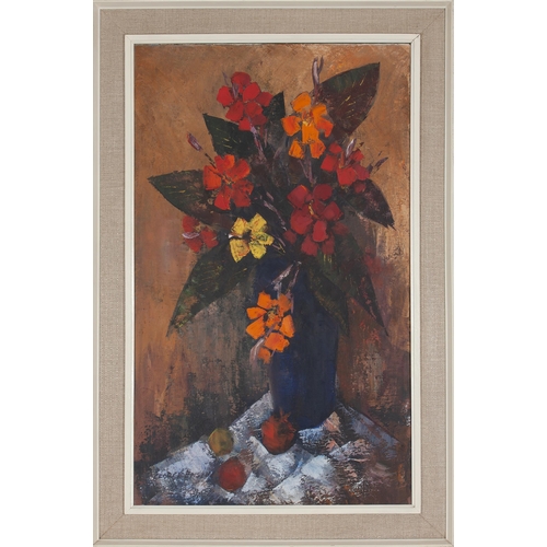 583 - George Enslin (South African 1919 - 1972) VASE OF HIBISCUS WITH FRUIT