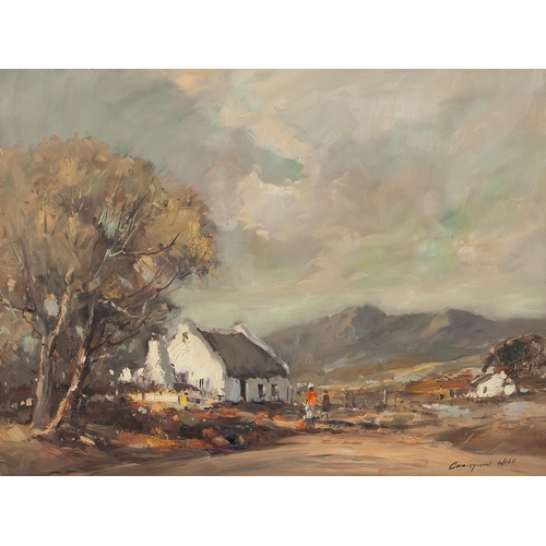 619 - Christiaan Nice (South African 1939 - 2020) FARMHOUSE IN MOUNTAINOUS LANDSCAPE 