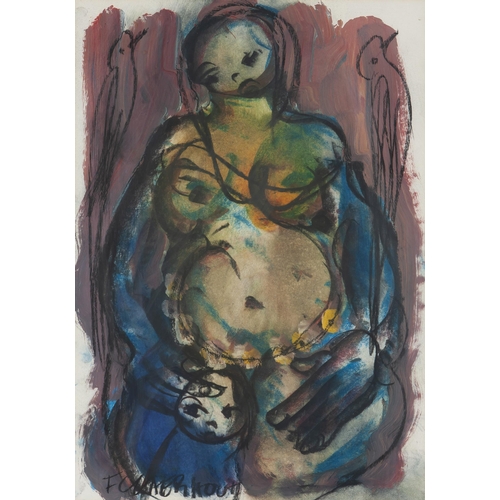 533 - Frans Martin Claerhout (South African 1919 - 2006) PREGNANT WOMAN AND CHILD